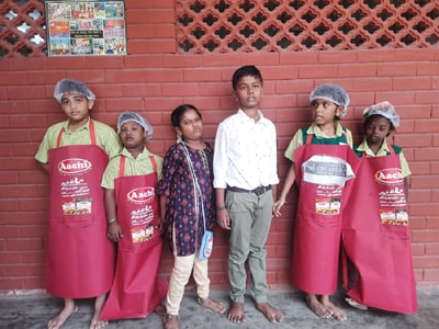 Children dressed as  Restaurant staff